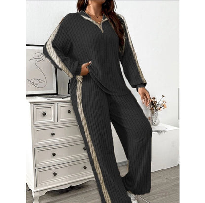 Casual Suit Women's Sweater Wide Leg Pants Two-piece Set