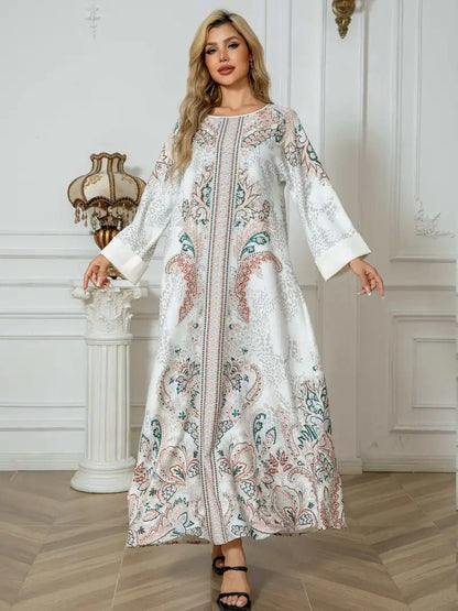 Langes Kaftan-Kleid mit Leopardenmuster für Damen