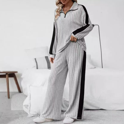 Casual Suit Women's Sweater Wide Leg Pants Two-piece Set