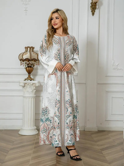 Langes Kaftan-Kleid mit Leopardenmuster für Damen