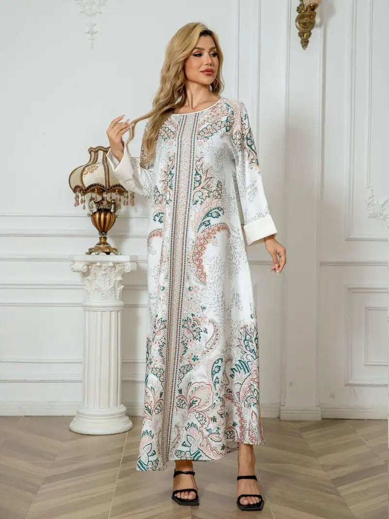 Langes Kaftan-Kleid mit Leopardenmuster für Damen