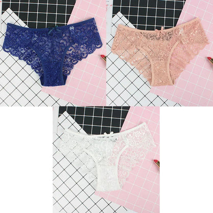 3 teile/paket Sexy Frauen Spitzenhöschen Unterwäsche Spitzenslip Transparent Floral Bogen Weiche Dessous Sexy Mode Höschen Für Damen