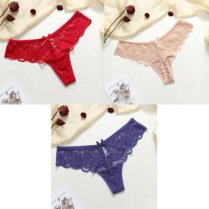 3pcs Sexy Underwear Woman Thongs Panties Lace G-String T-back Female Underwear Sexy Lace Thongs Underpants Panties For Woman