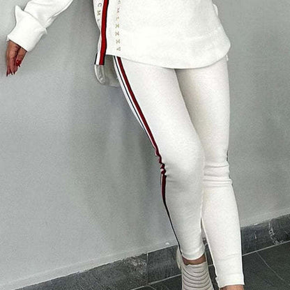 Women's Simple Printed Casual Hooded Top Leggings Suit