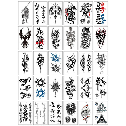 30Pcs Black Flower Tattoo Stickers Butterfly Rose Moon Star Small Temporary Tattoos Mandala Fake Tattoo for Hand Body Chest