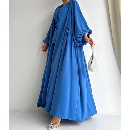 Women's Fashion Muslim Dress Lace-up Waist-controlled Baggy Coat Long