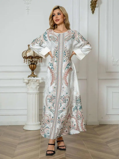 Langes Kaftan-Kleid mit Leopardenmuster für Damen