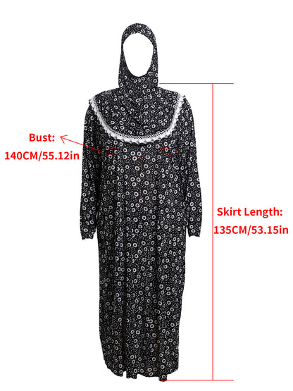 Plus Size Hooded Printed Dress For Woman