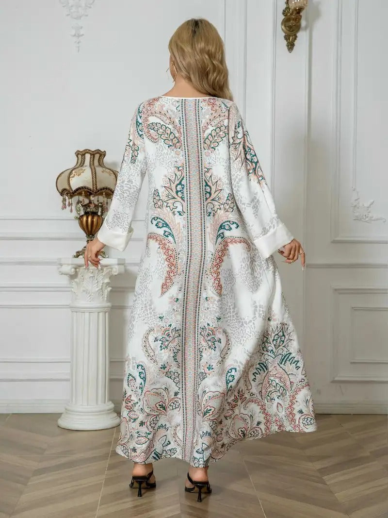 Langes Kaftan-Kleid mit Leopardenmuster für Damen