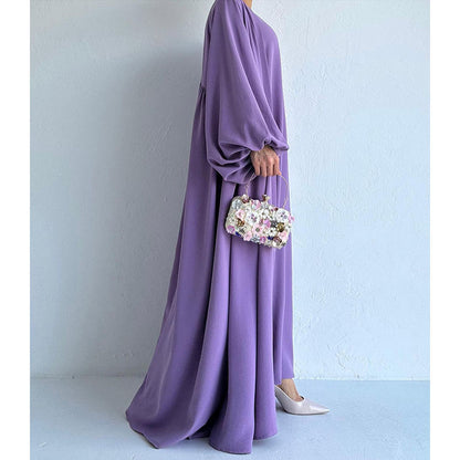 Women's Fashion Muslim Dress Lace-up Waist-controlled Baggy Coat Long